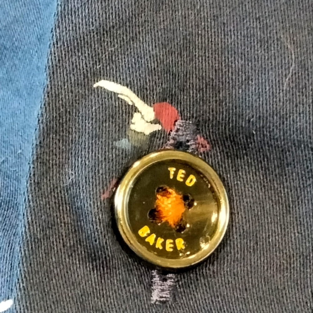 Ted Baker Navy Acrobat Button-Up Collared Shirt - Picture 7 of 7